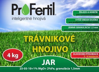 Trávnikové hnojivo JAR 25-05-10+2Fe+1MgO 5-6 mesačné (4kg)