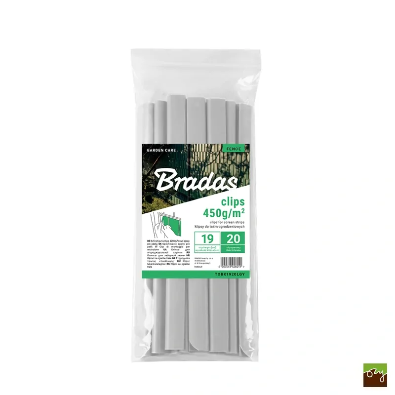 Klipy na tieniacu plotovú pásku 19cm bledosivá (20ks/bal.)