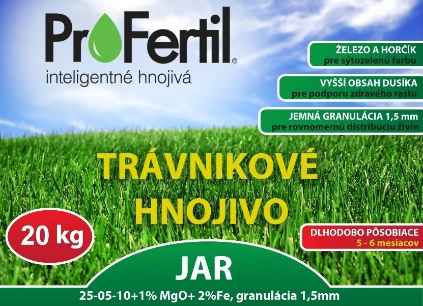 Trávnikové hnojivo JAR 25-05-10+2Fe+1MgO 5-6 mesačné (20kg)