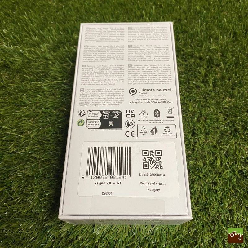 Kódovacia klávesnica NUKI KEYPAD 2.0 s čítačkou odtlačkov prsta