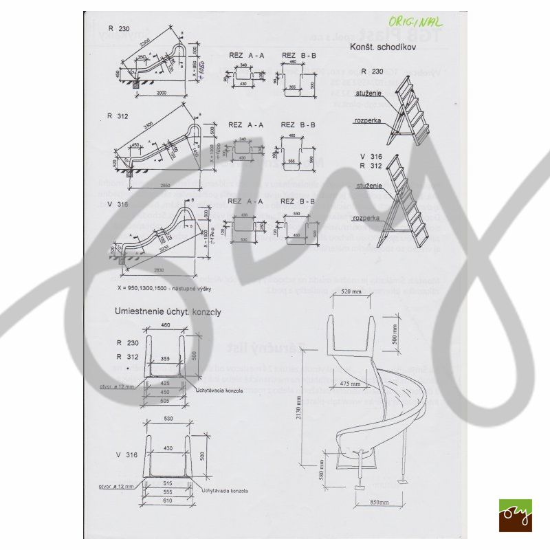 Detská šmýkačka červená V316 vlnitá