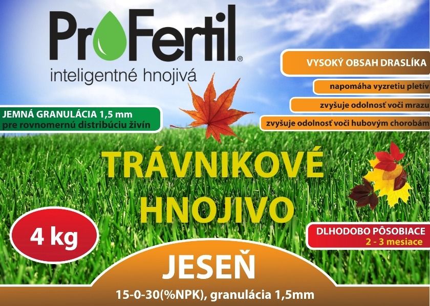Trávnikové hnojivo JESEŇ 15-0-30, 2-3 mesačné (4kg)