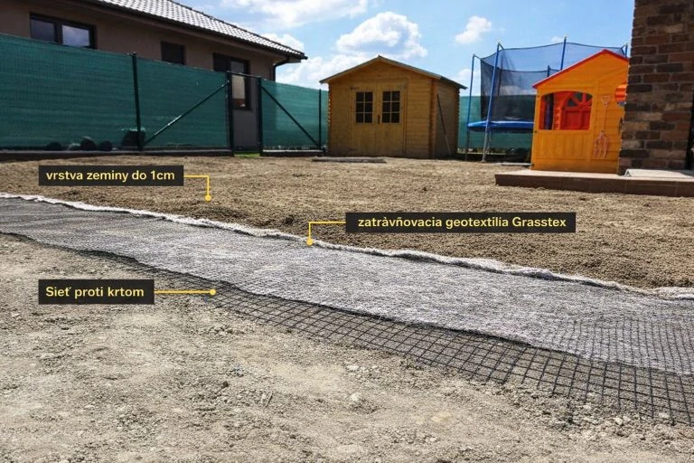 Trávnikový koberec Grasstex 2,1x25m + sieťka proti krtom 2x25m + skoba U 100ks