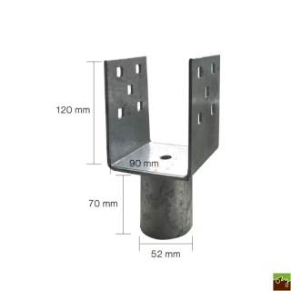 Nadstavec na zemnú skrutku "U" 90x90x120x52mm