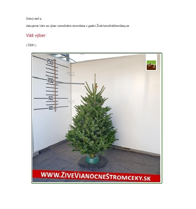 Potvrdenie výberu emailom