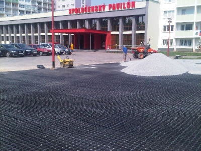 úprava verejného parkoviska ozyrastrami